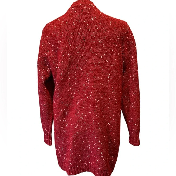 Alfani Rust Orange Metallic Open Front Cardigan Sweater w/ Pockets Womens Large - Picture 7 of 13